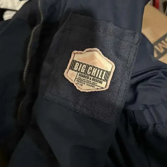 Big Chill Expedition Series Navy Blue Winter Parka Jacket Faux Fur Lined